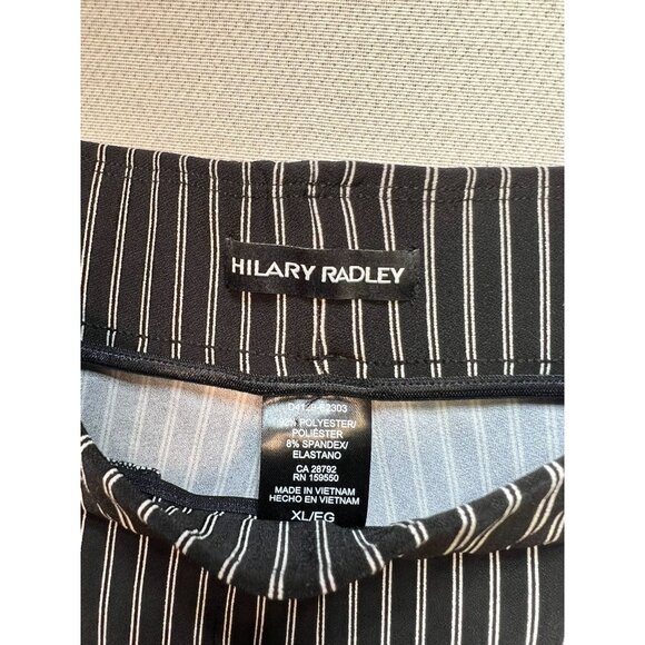Hilary Radley Women's Tummy Control Pleated Pants Size XL Black White Stripe - Picture 3 of 11